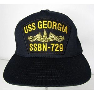 US Navy USS Georgia SSBN-729 Submarine Snapback Hat Navy Blue